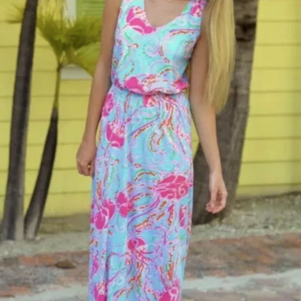 Lilly Pulitzer maxi dress. Jellies Be Jammin pattern. Large.